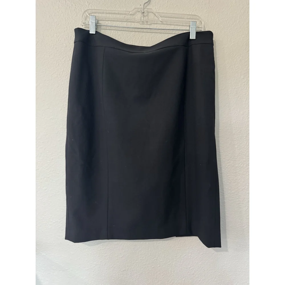 Lafayette 148 New York Stretch Black Pencil Skirt Sz 12